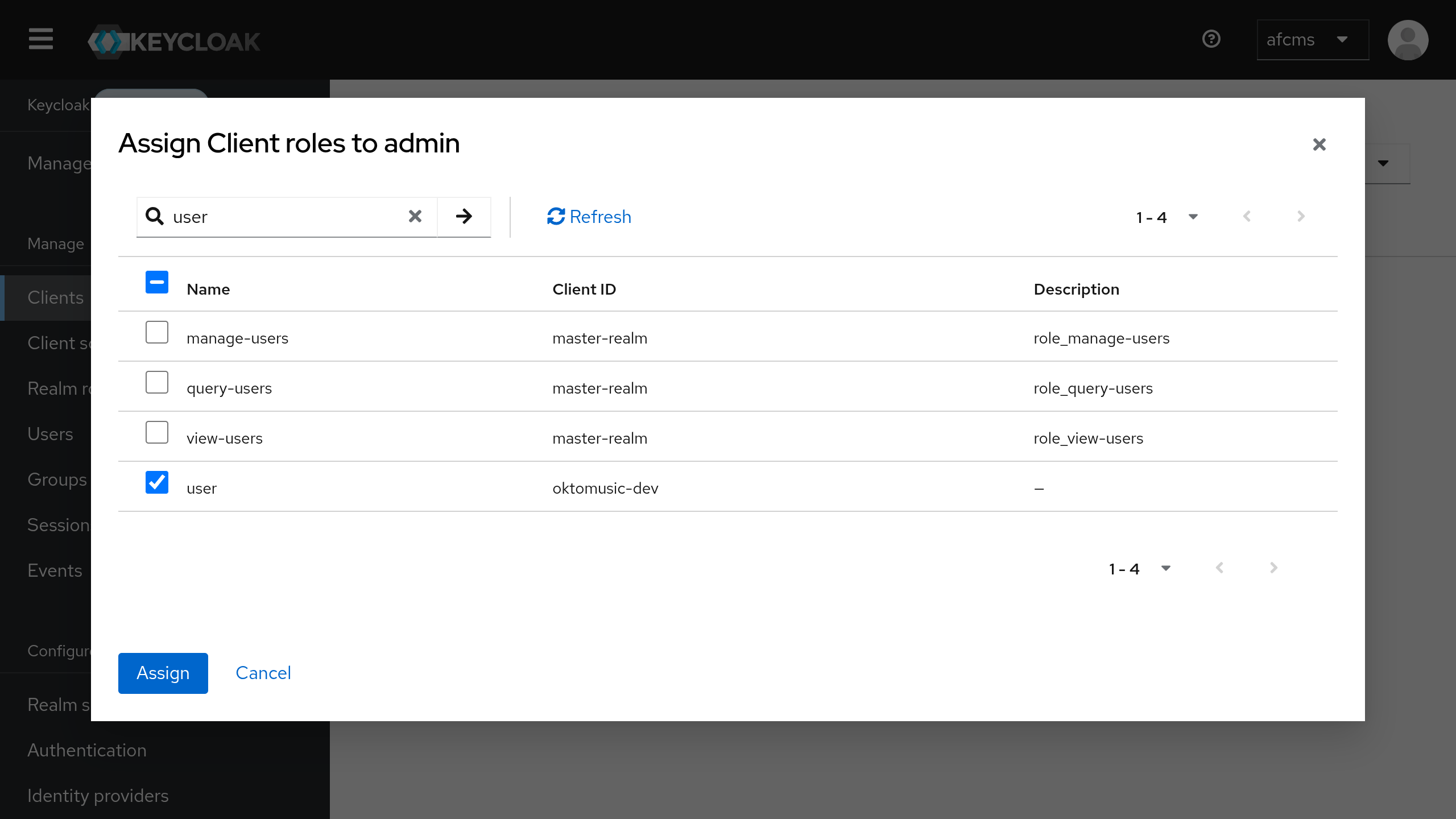 Keycloak > Client Details > Roles